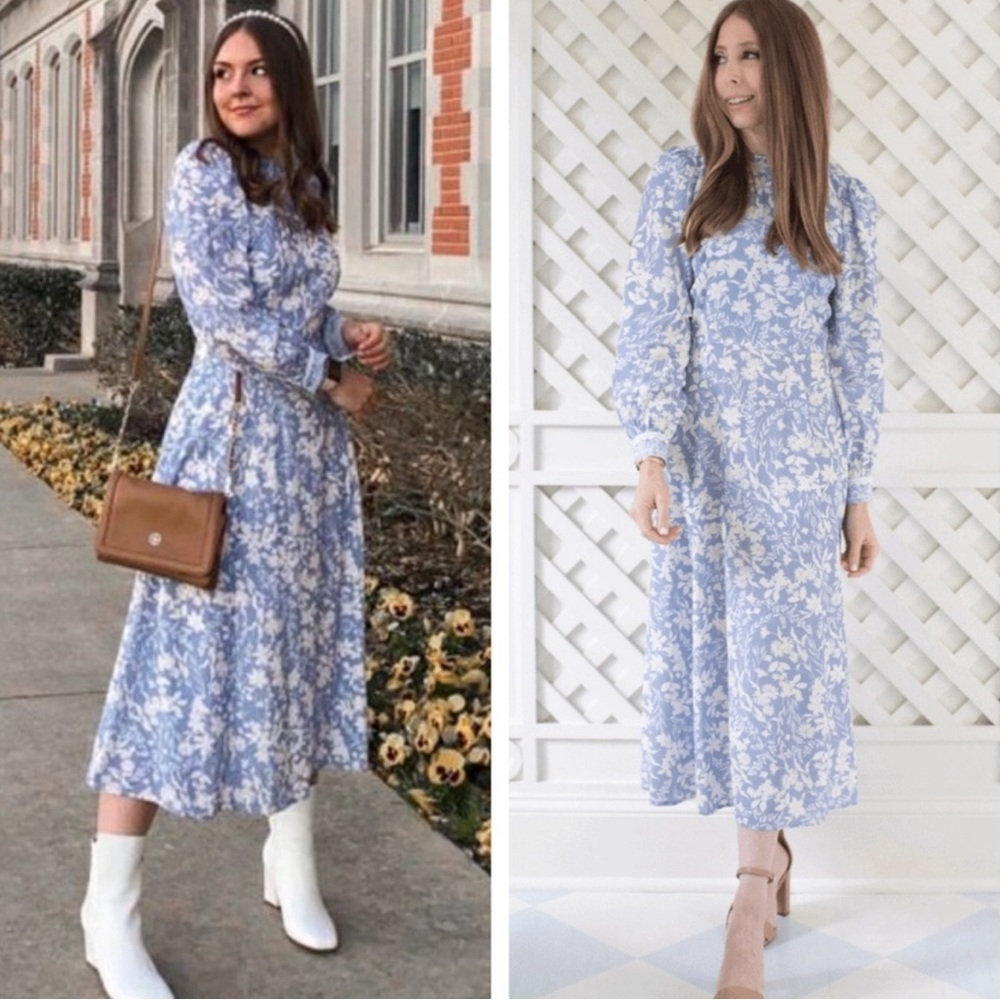 Antonio Melani X Born on Fifth Blue Long Sleeve Midi Dress Size: 4